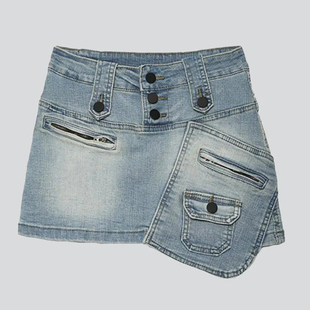 Zipper pocket urban denim skirt - Image 4
